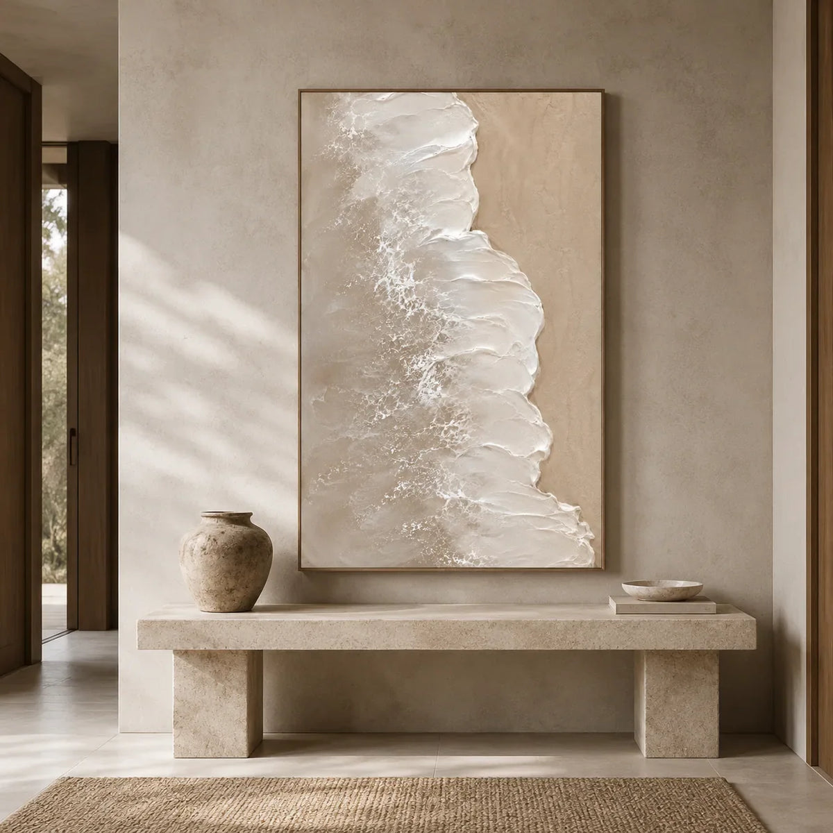 Ivory Cascade Textured Wall Art room scene 3 | Olyrel