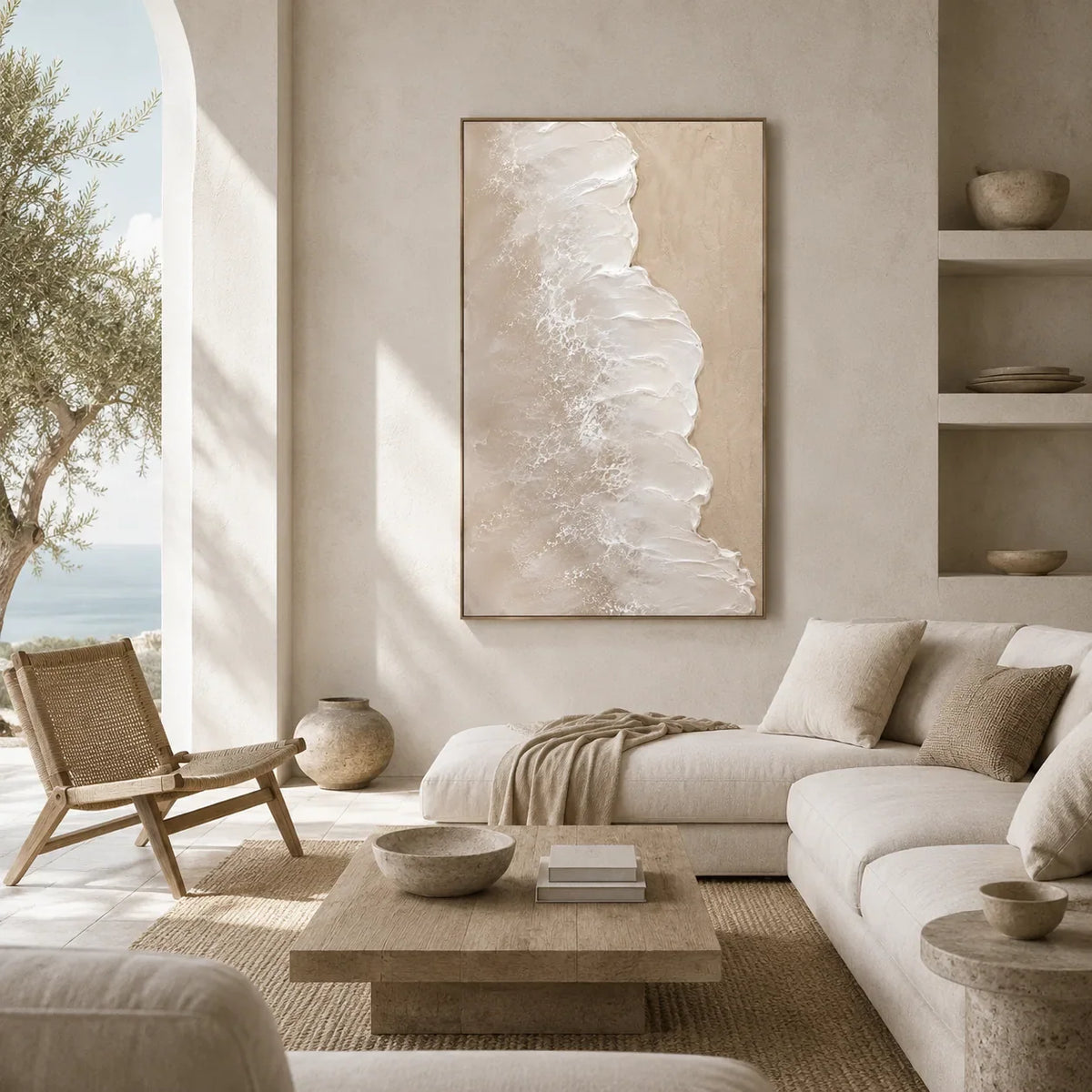 Ivory Cascade Textured Wall Art room scene 4 | Olyrel