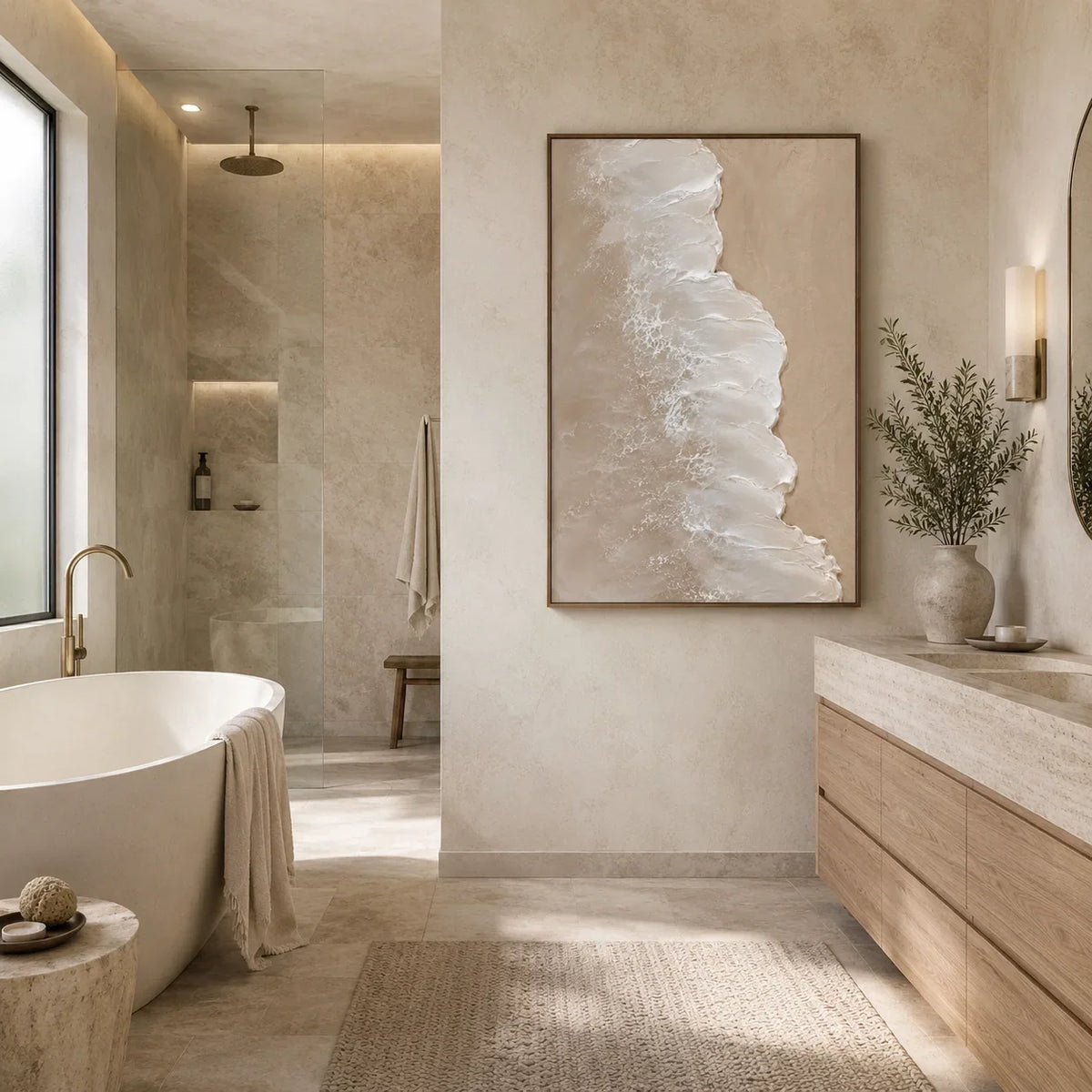 Ivory Cascade Textured Wall Art room scene 6 | Olyrel