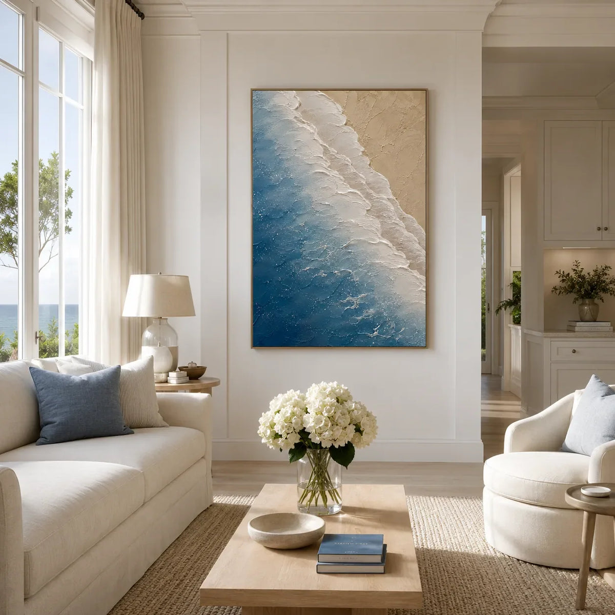 Azure Foam Textured Wall Art room scene 6 | Olyrel