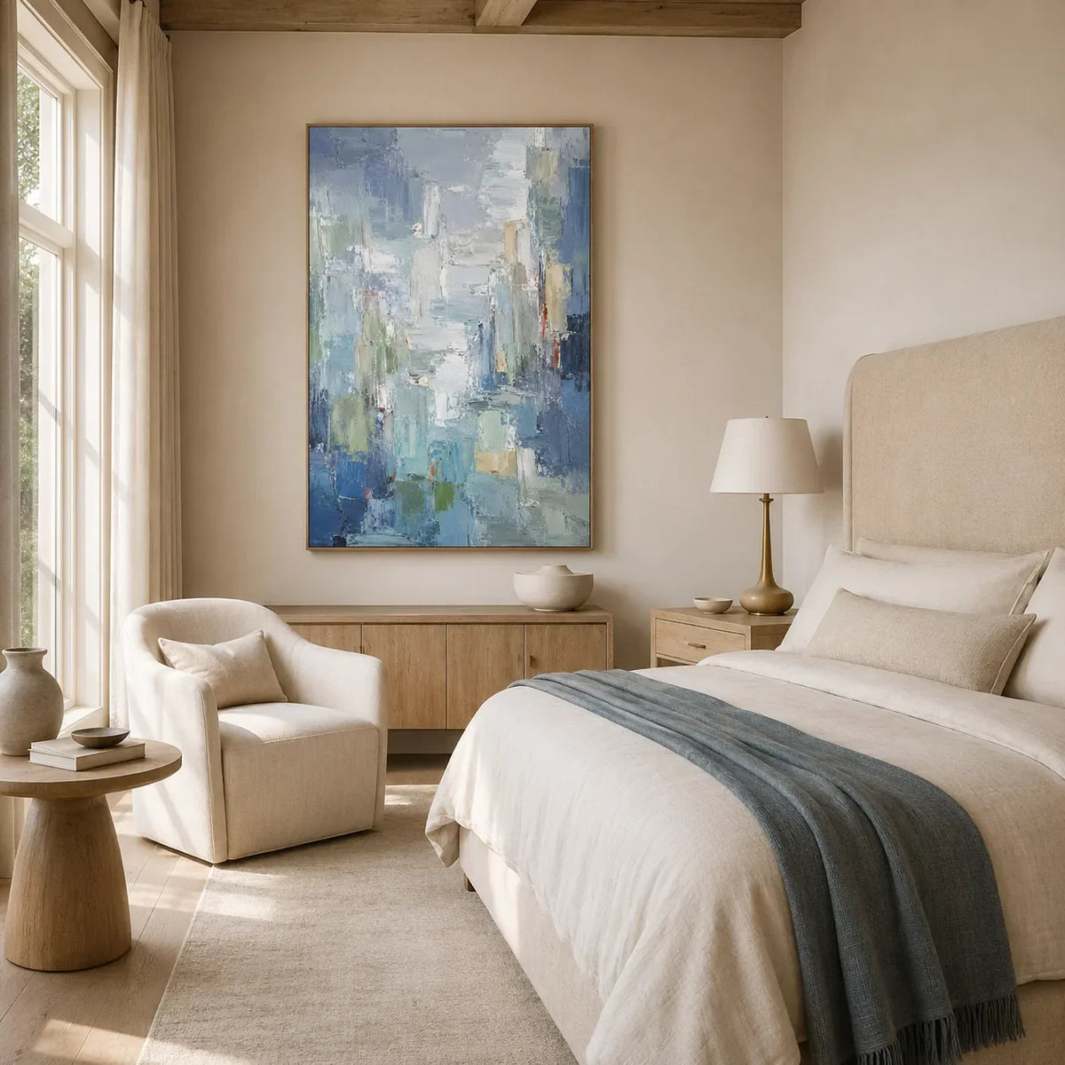 Blue Mist Cityscape Wall Art room scene 5 | Olyrel