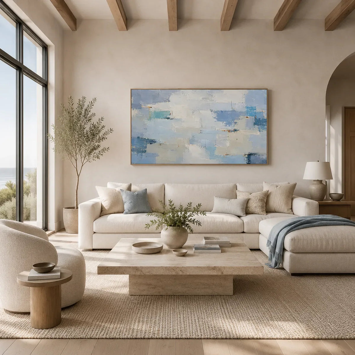 Blue Horizon Panoramic Wall Art room scene 4 | Olyrel
