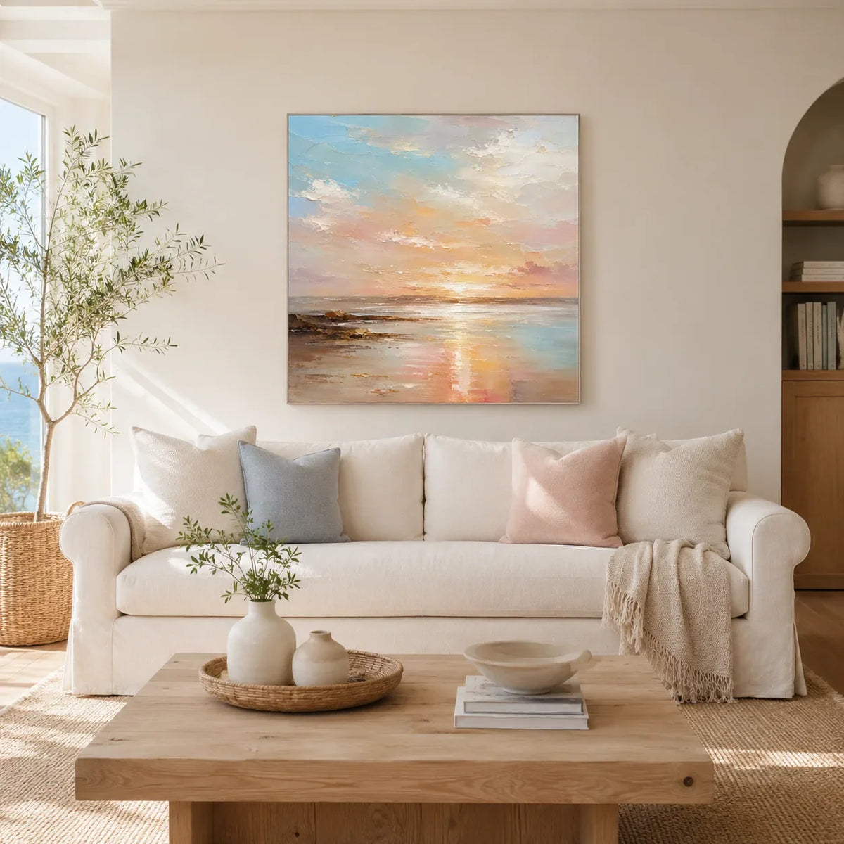 Pastel Tide Seascape Wall Art room scene 2 | Olyrel