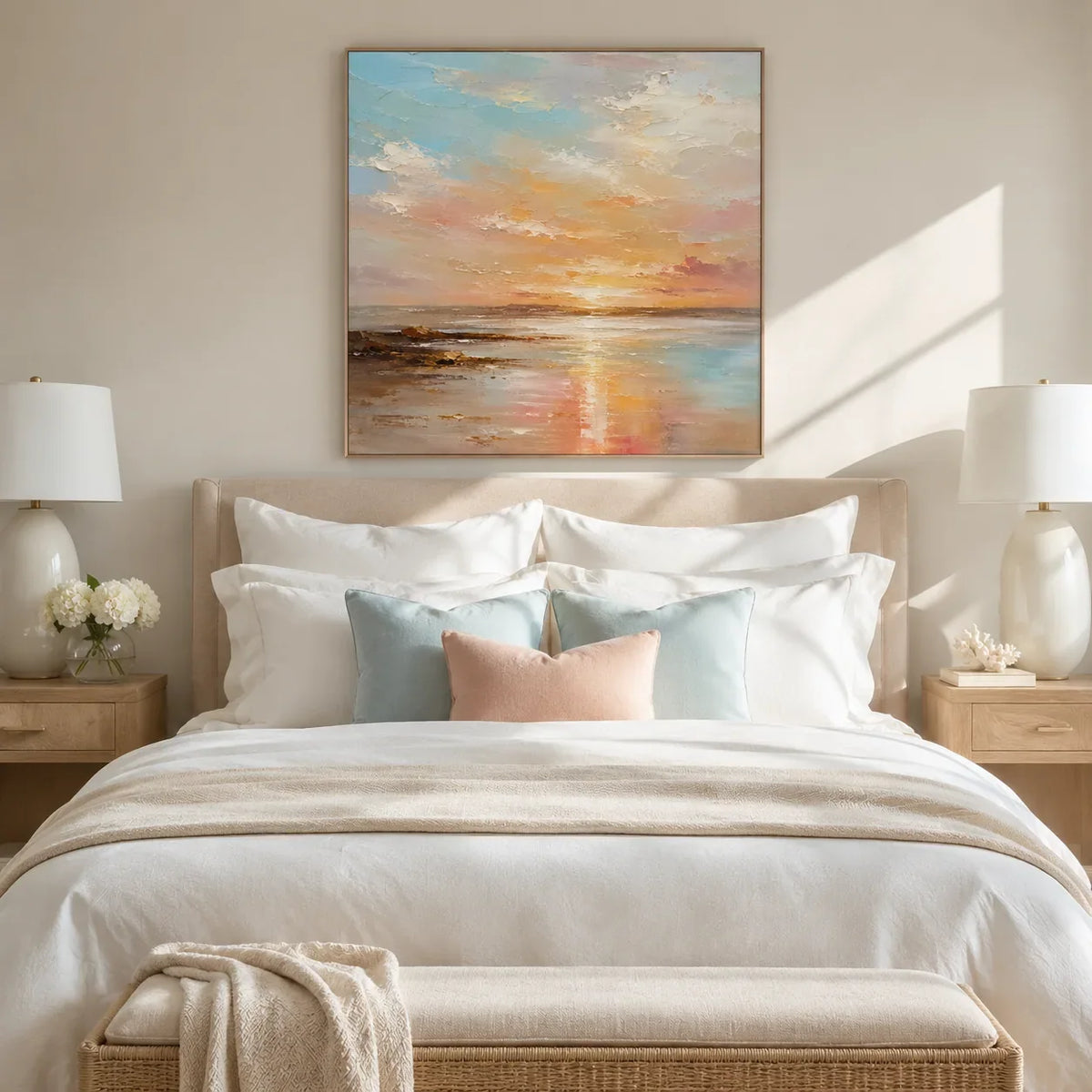 Pastel Tide Seascape Wall Art room scene 3 | Olyrel