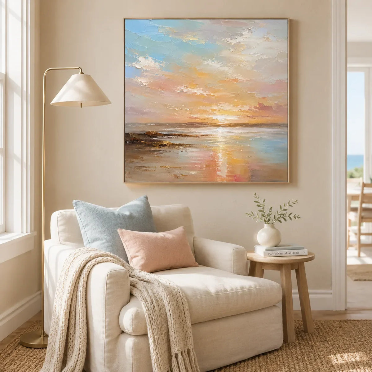 Pastel Tide Seascape Wall Art room scene 5 | Olyrel