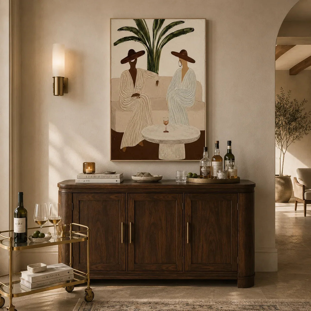 Palm Hat Figure Wall Art room scene 1 | Olyrel