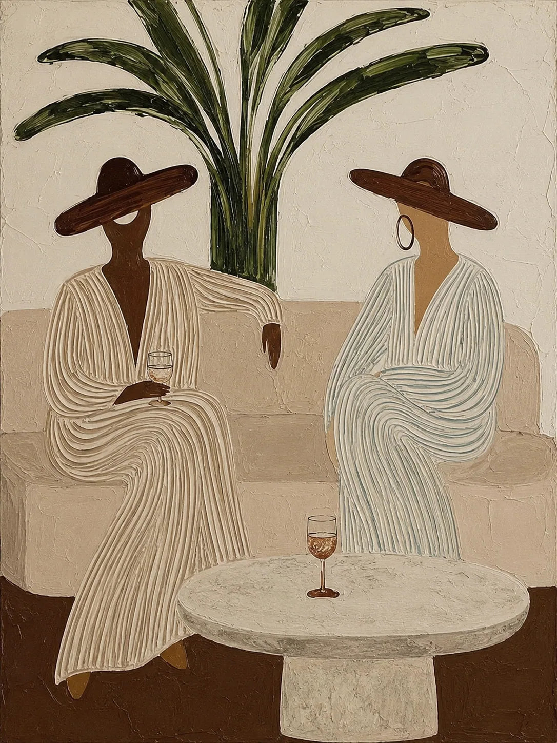 Palm Hat Figure Wall Art room scene 2 | Olyrel