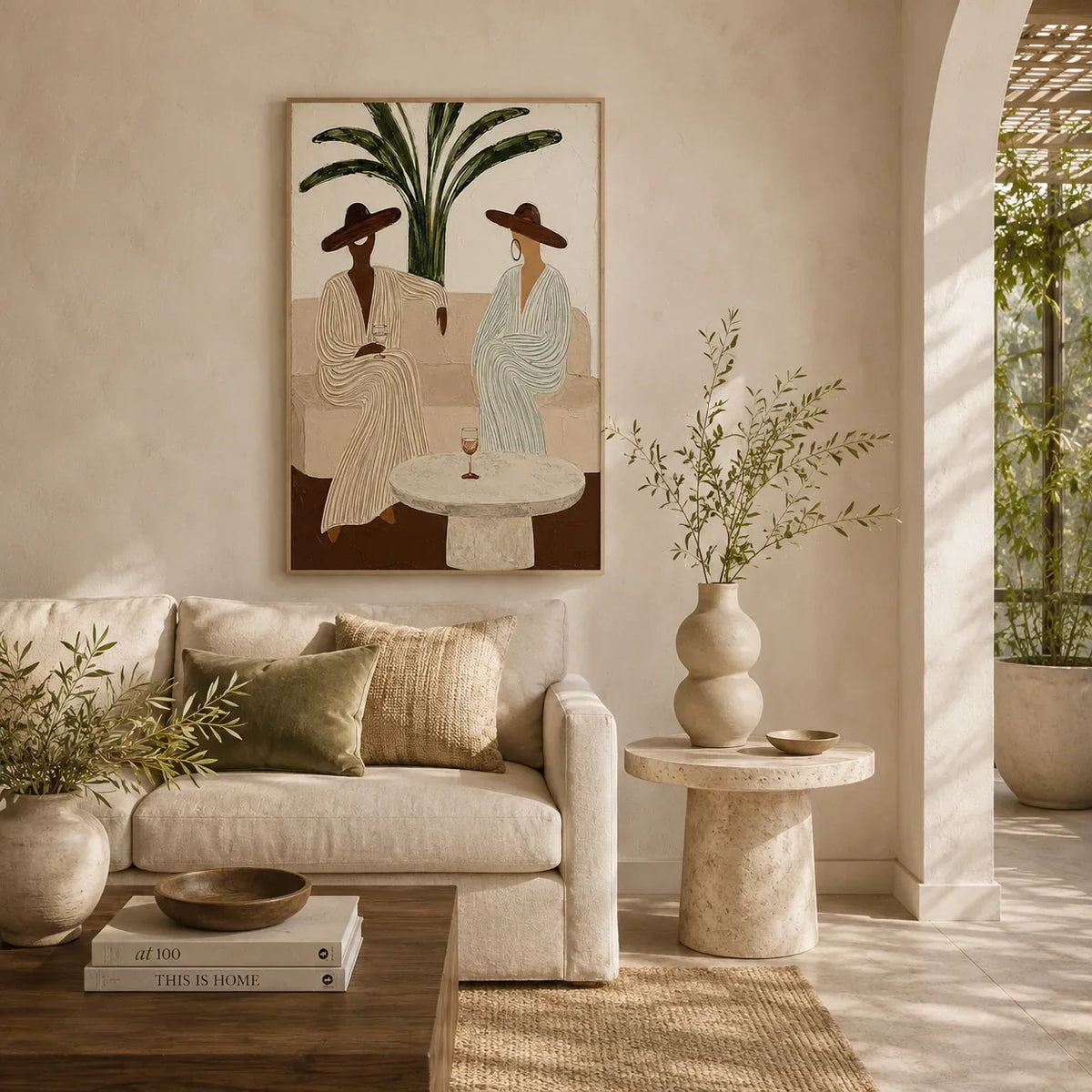 Palm Hat Figure Wall Art room scene 3 | Olyrel