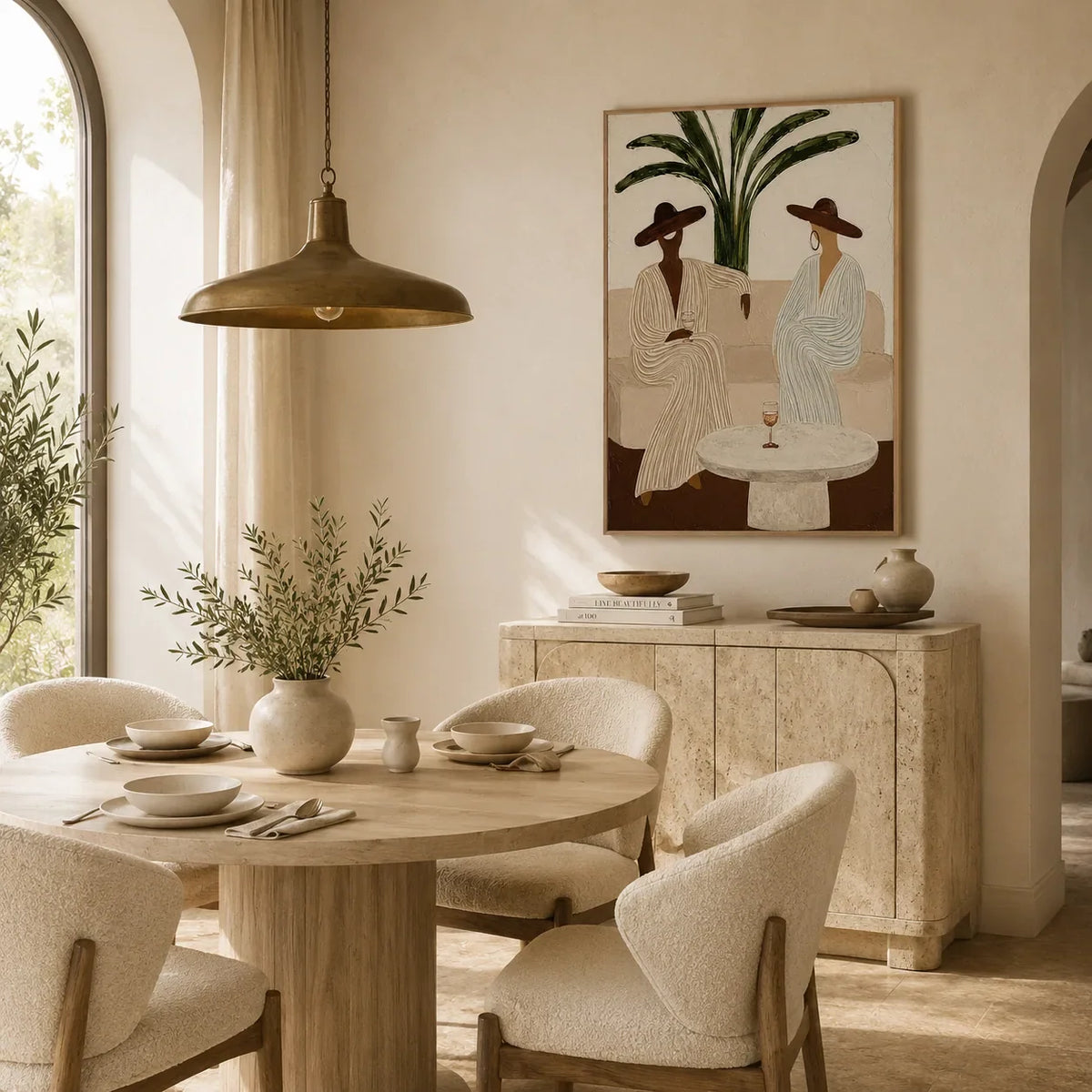 Palm Hat Figure Wall Art room scene 4 | Olyrel
