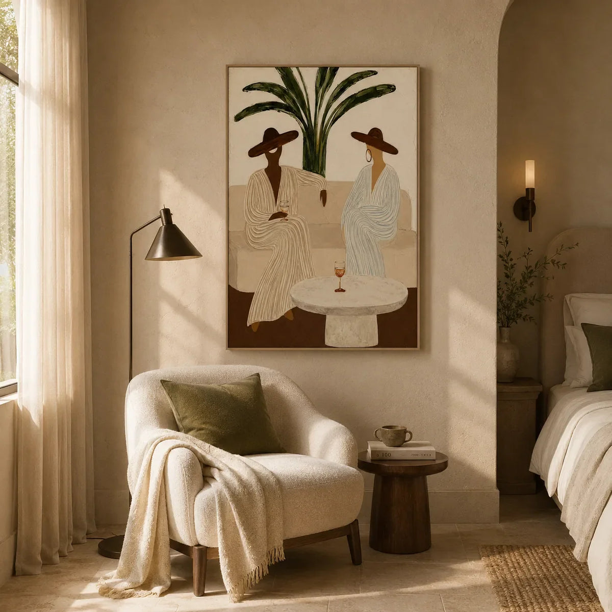 Palm Hat Figure Wall Art room scene 6 | Olyrel