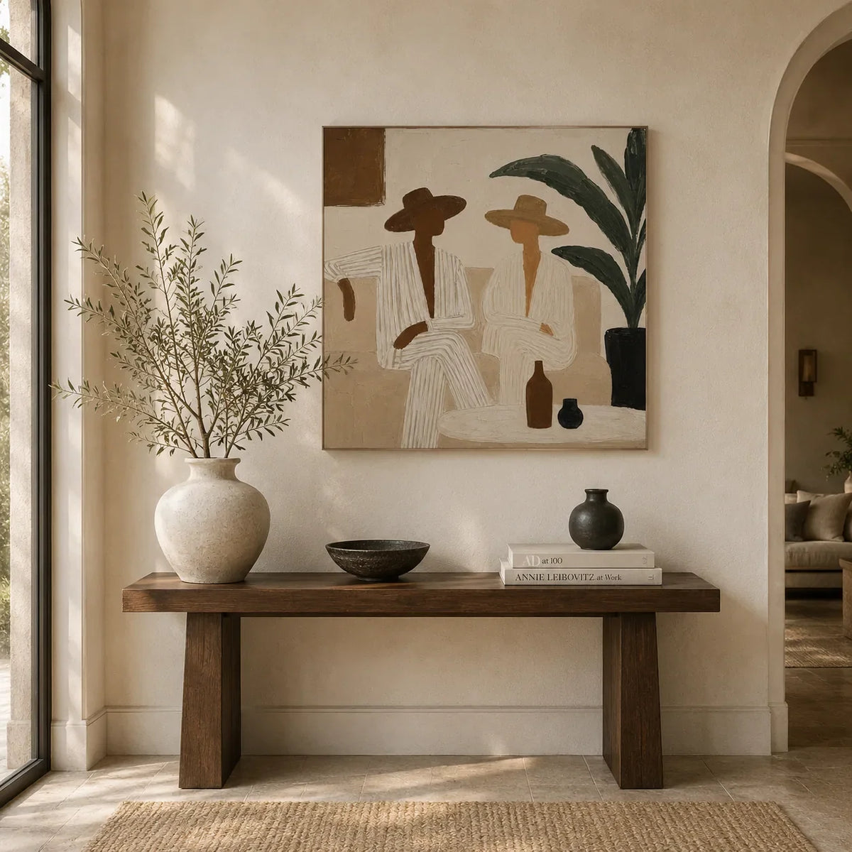 Palm Figures Abstract Wall Art room scene 2 | Olyrel