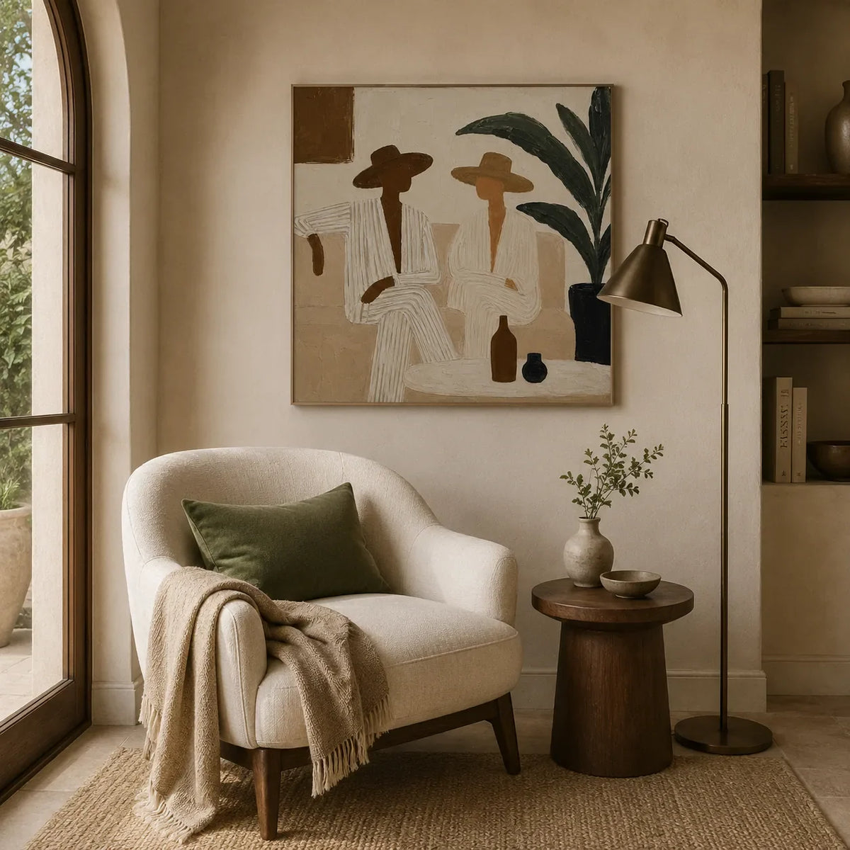 Palm Figures Abstract Wall Art room scene 5 | Olyrel
