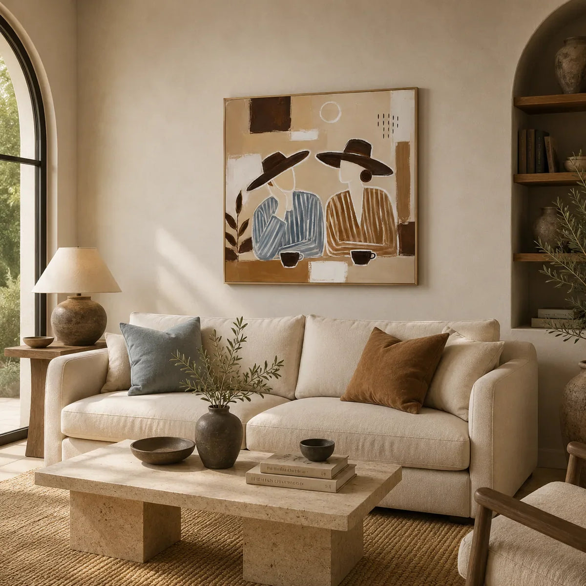 Desert Figures Abstract Wall Art room scene 5 | Olyrel
