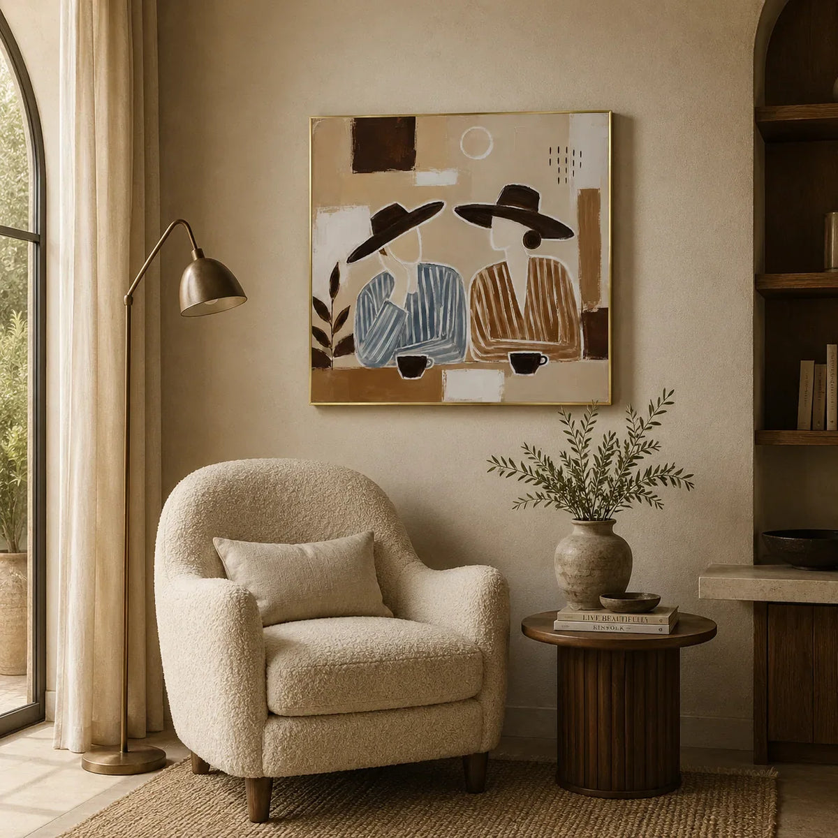 Desert Figures Abstract Wall Art room scene 6 | Olyrel