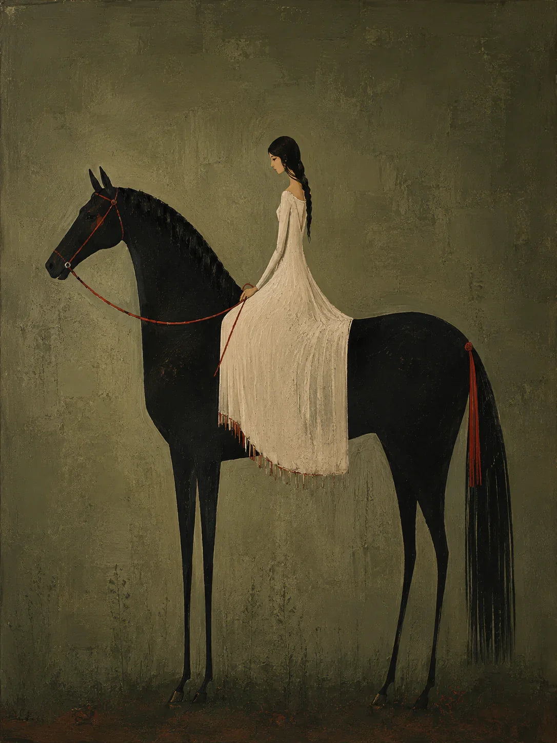 Original artwork view of Rider in Olive Wall Art | Olyrel