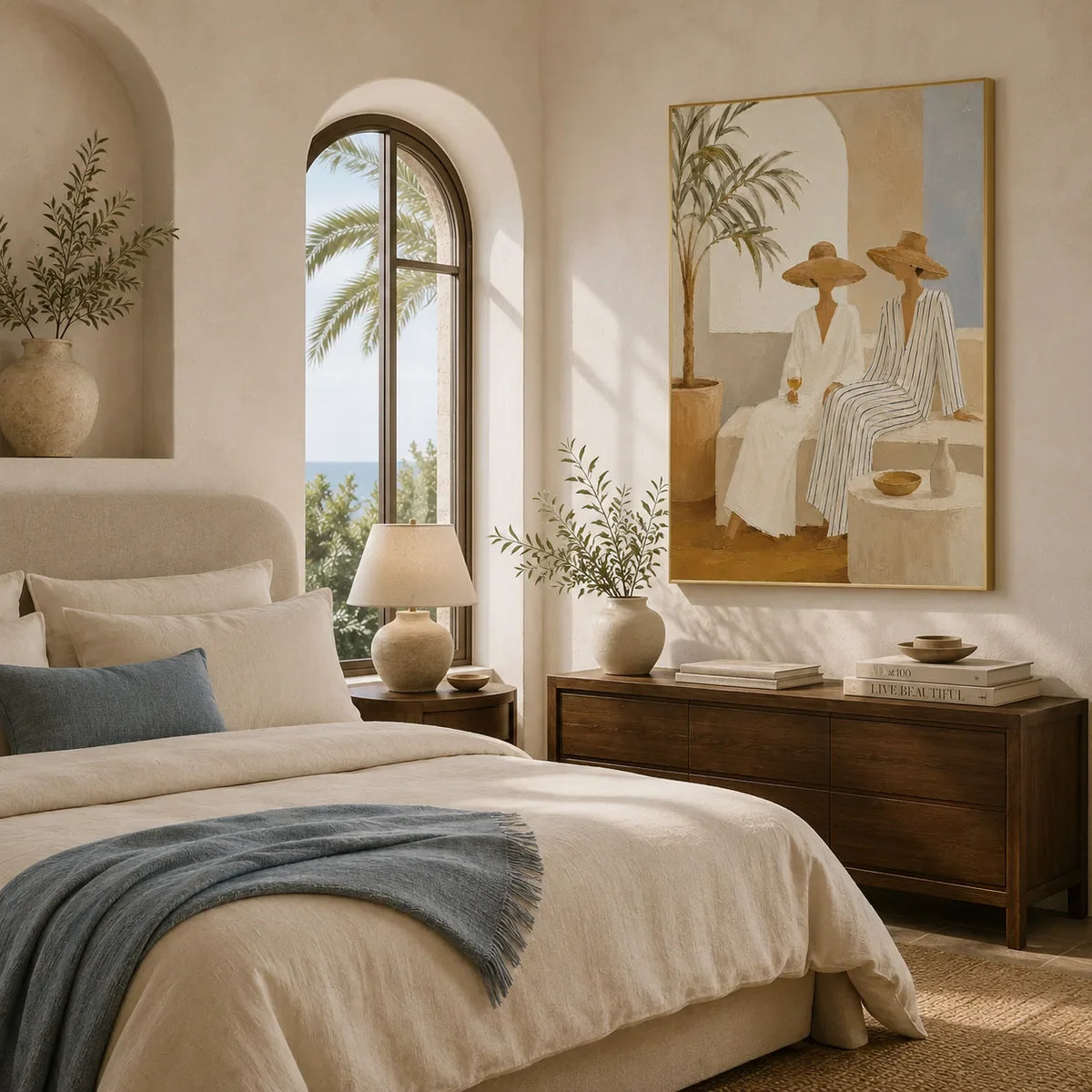 Palm Shade Figures Wall Art room scene 3 | Olyrel