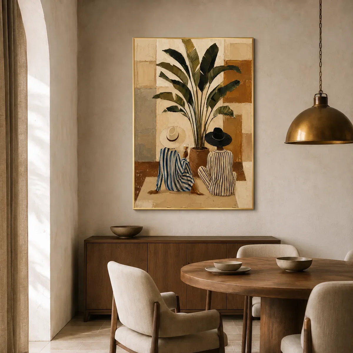 Tropical Vessel Still Life Wall Art styled interior scene 3 | Olyrel