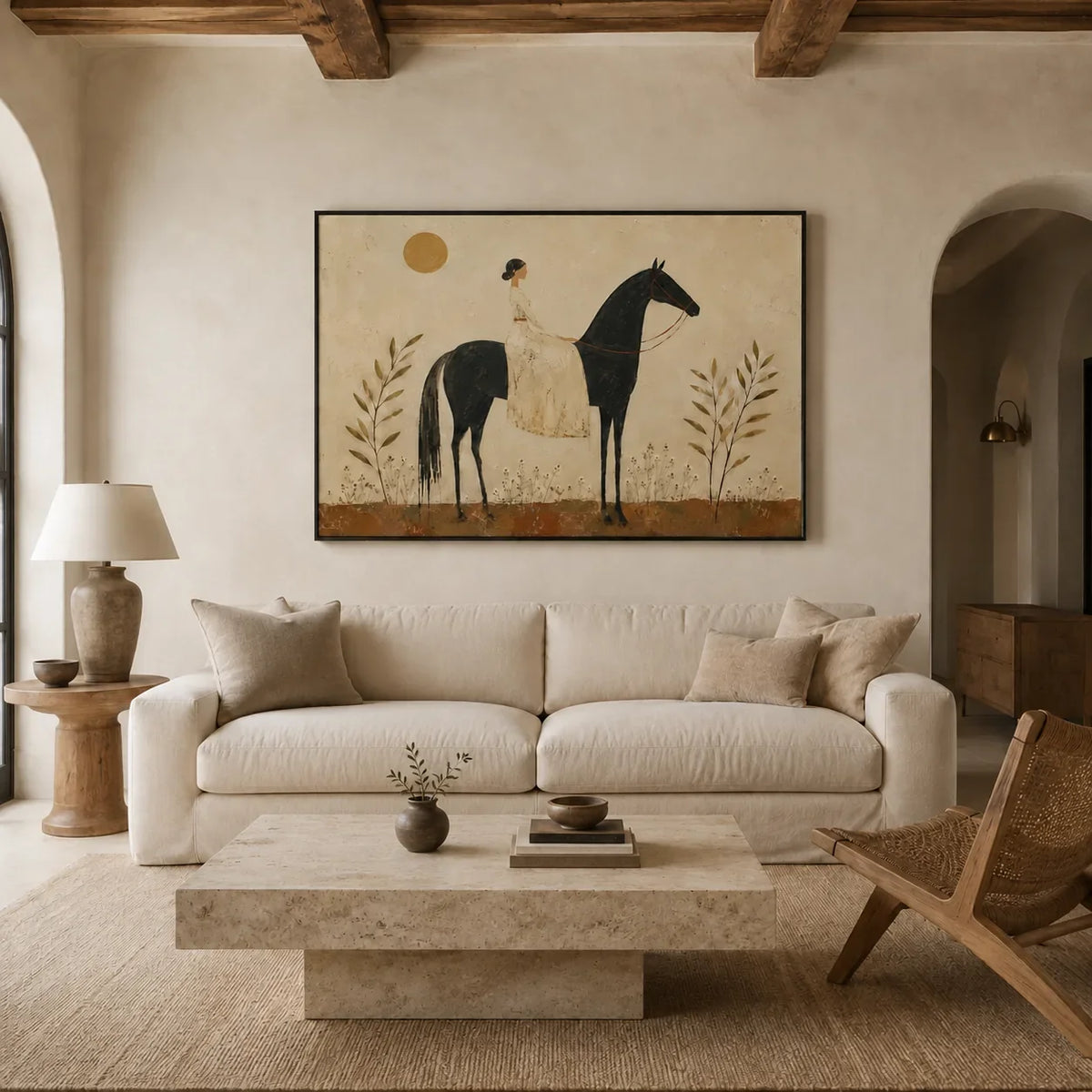 Sunlit Rider Horse Wall Art styled interior scene 1 | Olyrel