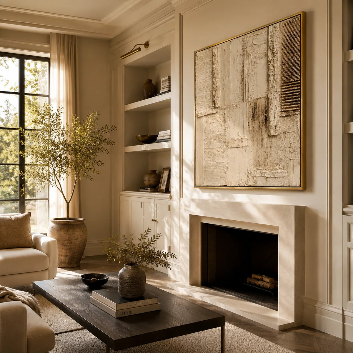 Woven Blocks Textured Wall Art styled in a contemporary entryway | Olyrel