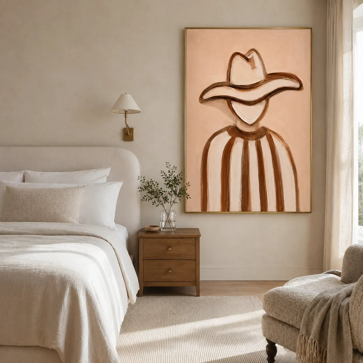 Western Contour Figure Wall Art styled interior scene 3 | Olyrel