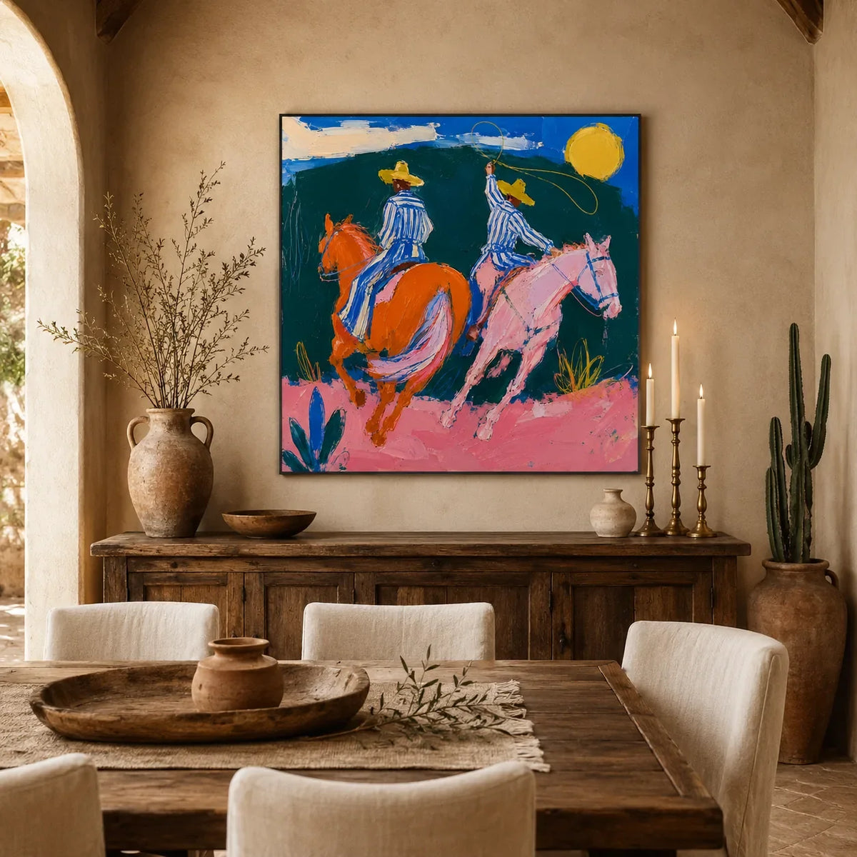 Chromatic Riders Horse Wall Art styled interior scene 2 | Olyrel