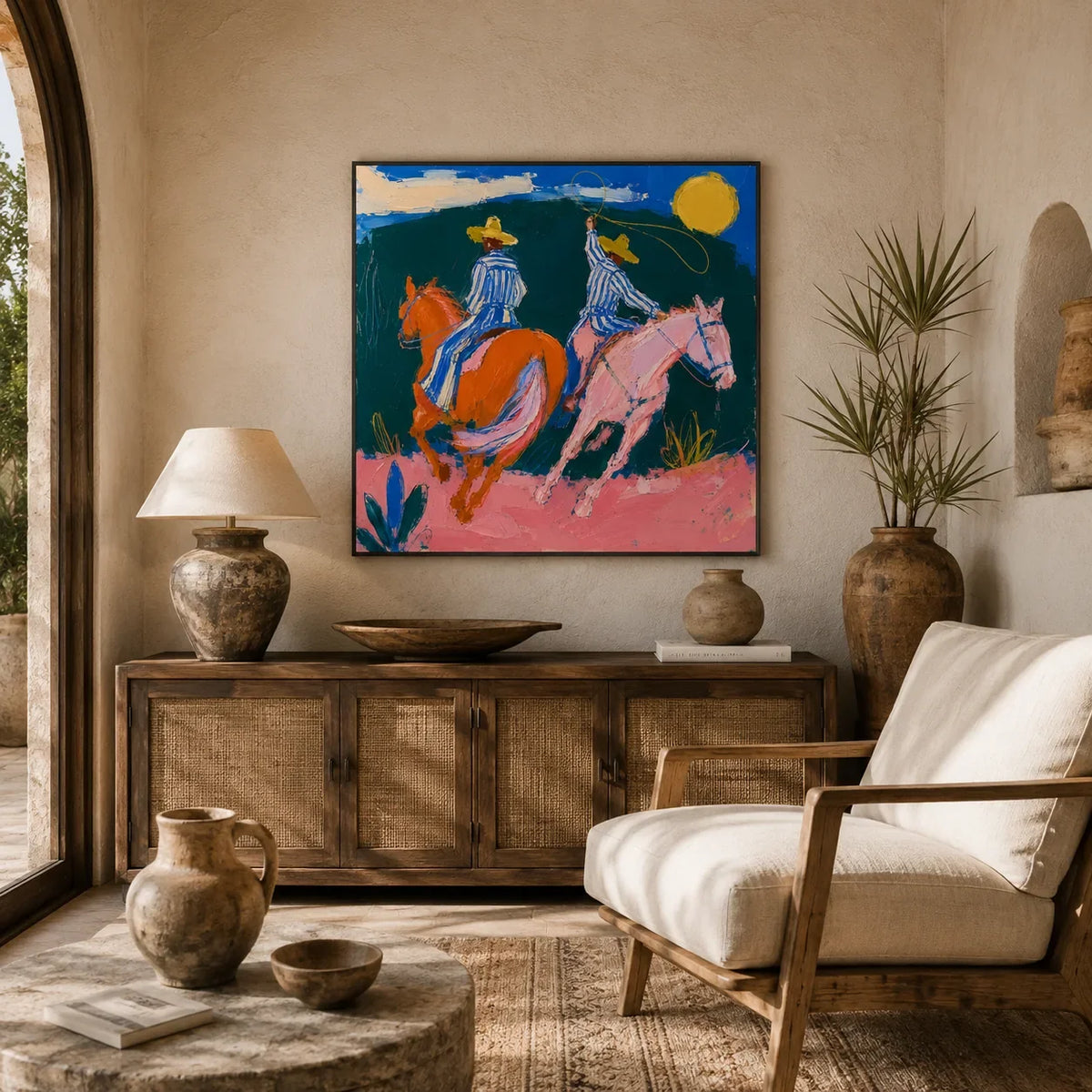 Chromatic Riders Horse Wall Art styled interior scene 5 | Olyrel