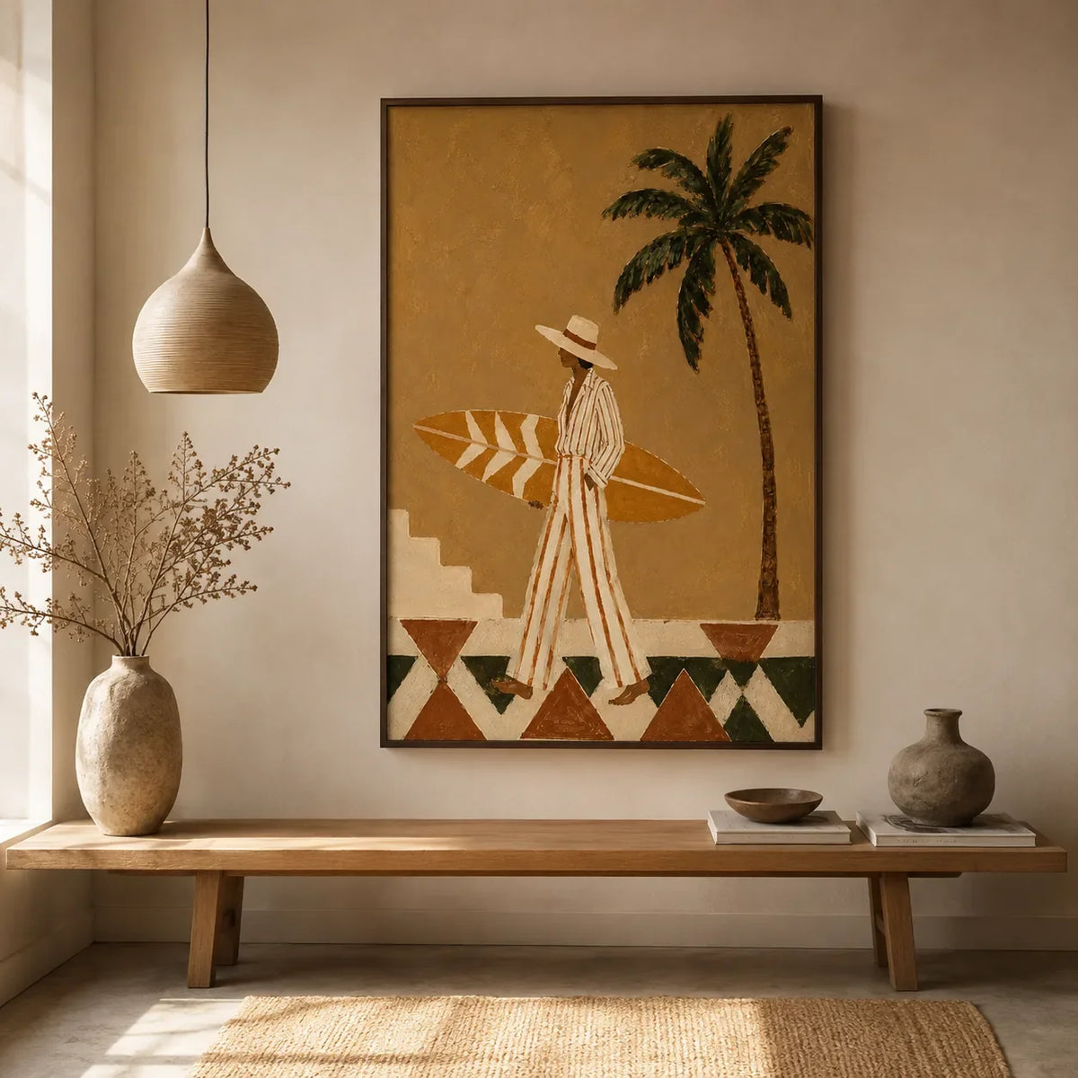 Palm Walk Figure Wall Art styled interior scene 1 | Olyrel