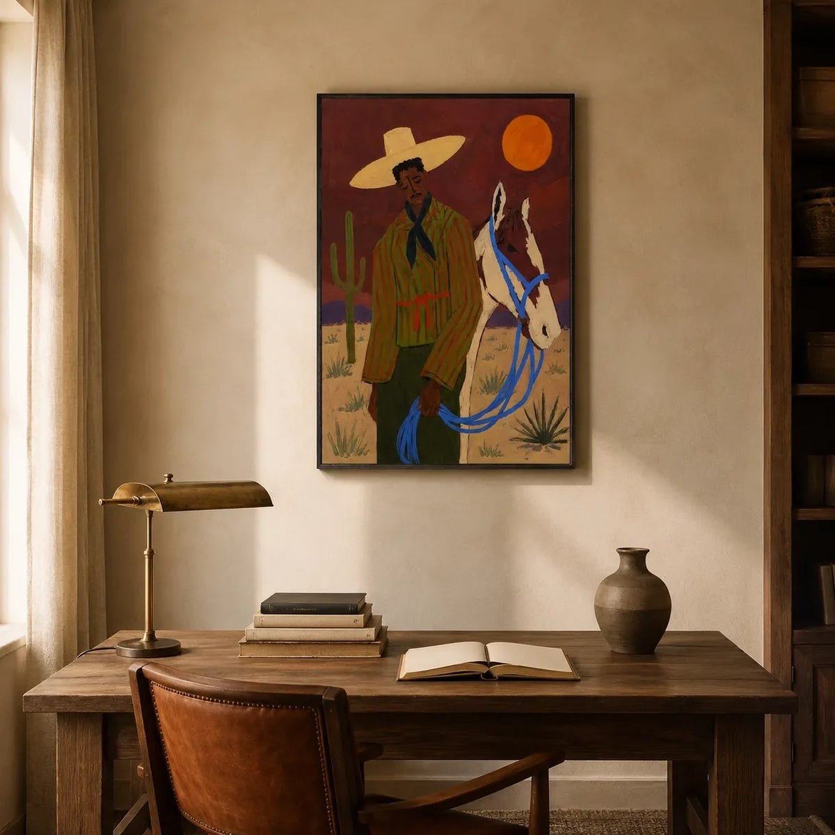 Desert Companion Horse Wall Art styled interior scene 2 | Olyrel
