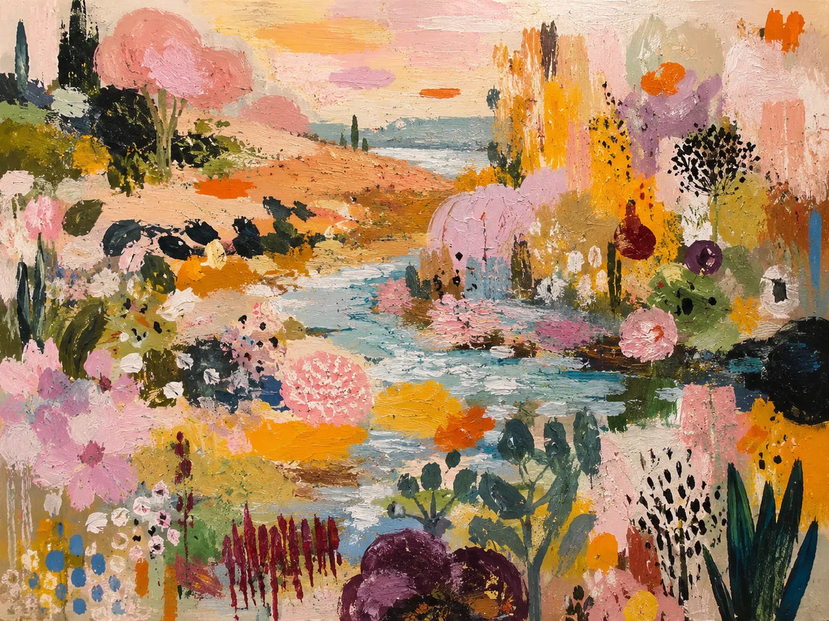 Blush Garden Stream Wall Art artwork view | Olyrel