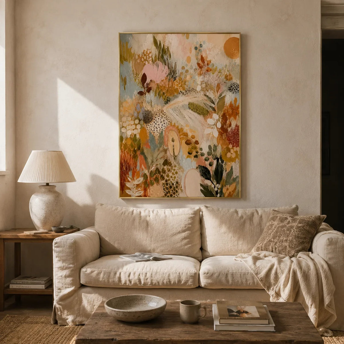 Pastel Botanica Floral Wall Art styled interior scene 1 | Olyrel