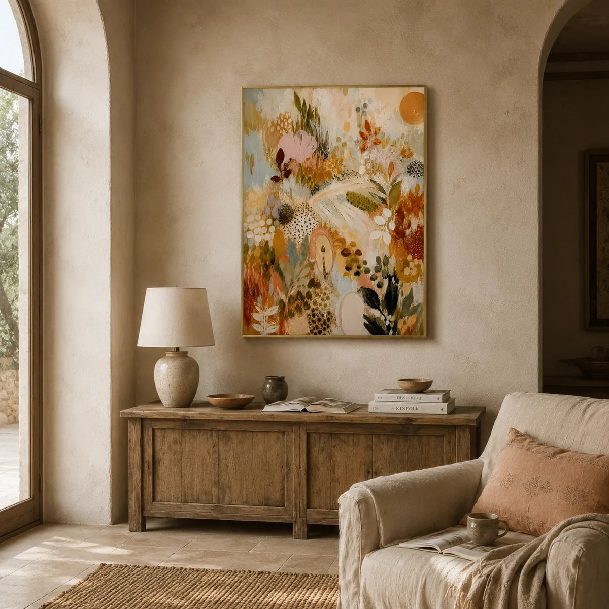 Pastel Botanica Floral Wall Art styled interior scene 4 | Olyrel