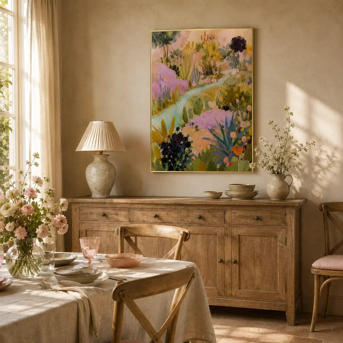 Wildflower Path Floral Wall Art styled interior scene 1 | Olyrel