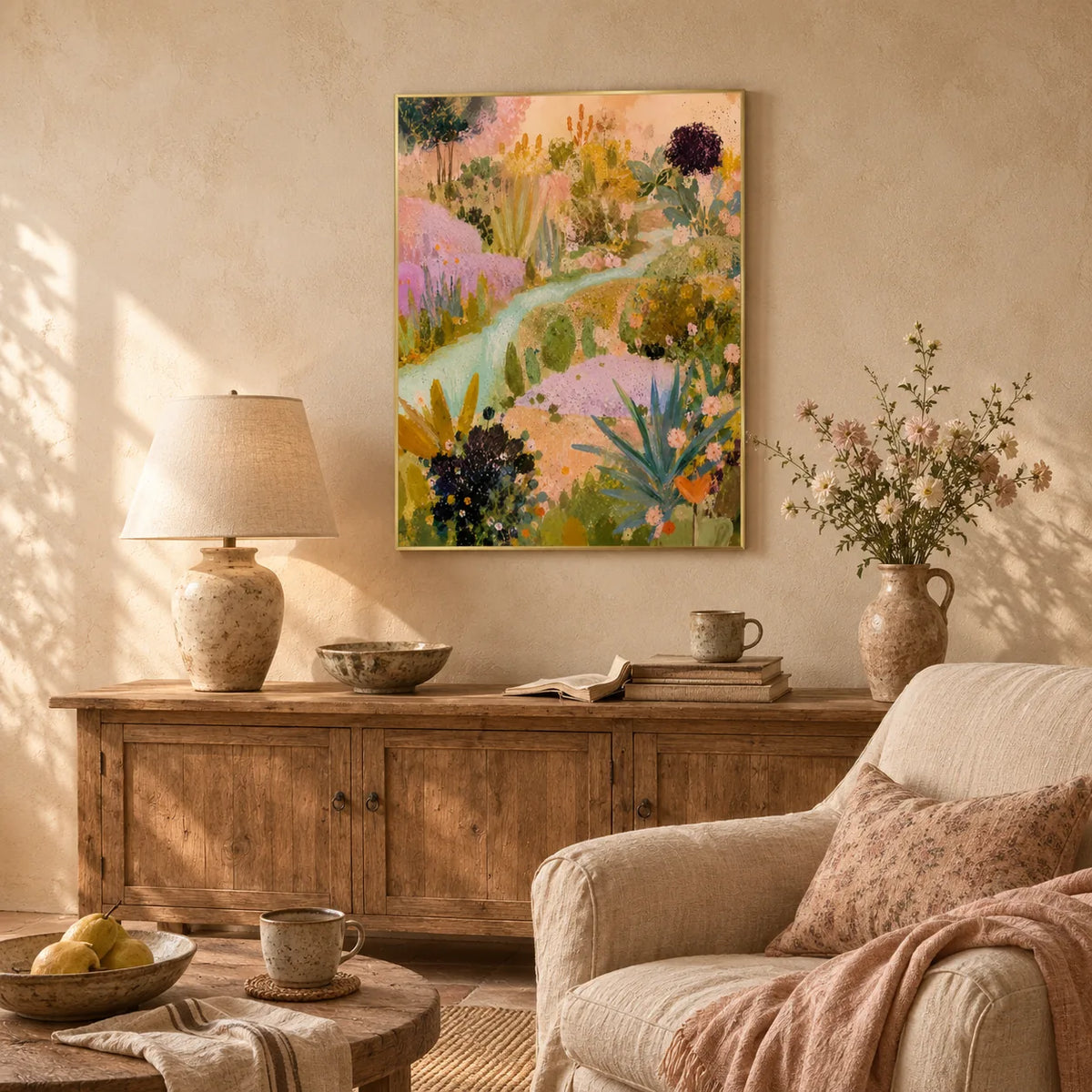 Wildflower Path Floral Wall Art styled interior scene 5 | Olyrel