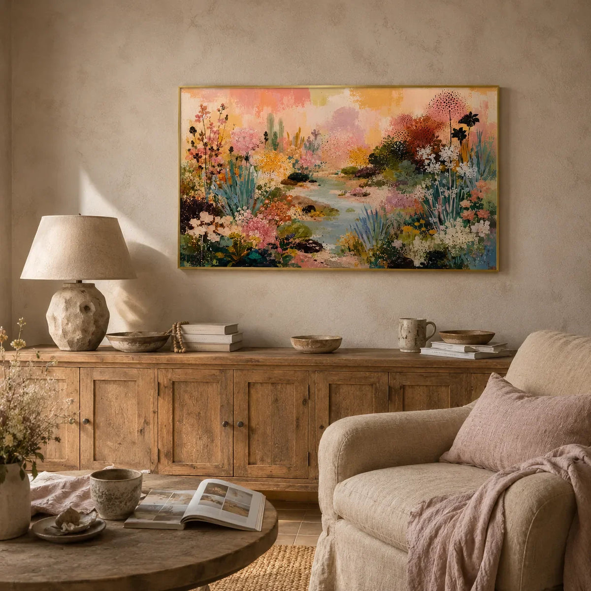 Blossom Creek Floral Wall Art styled interior scene 4 | Olyrel