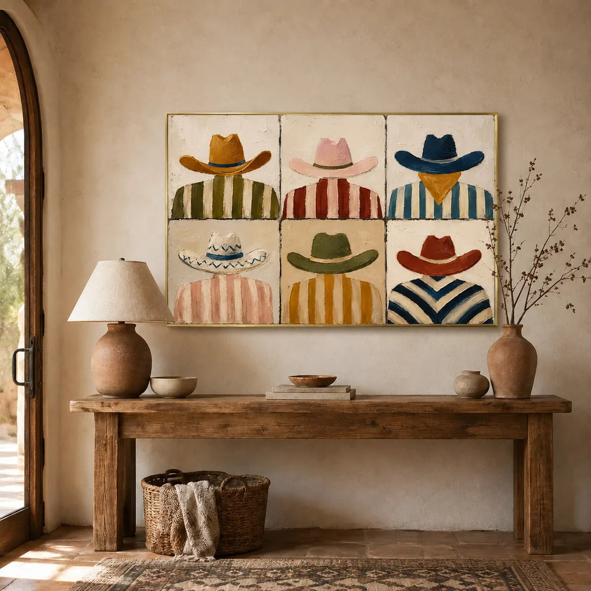 Western Hat Grid Wall Art styled interior scene 2 | Olyrel