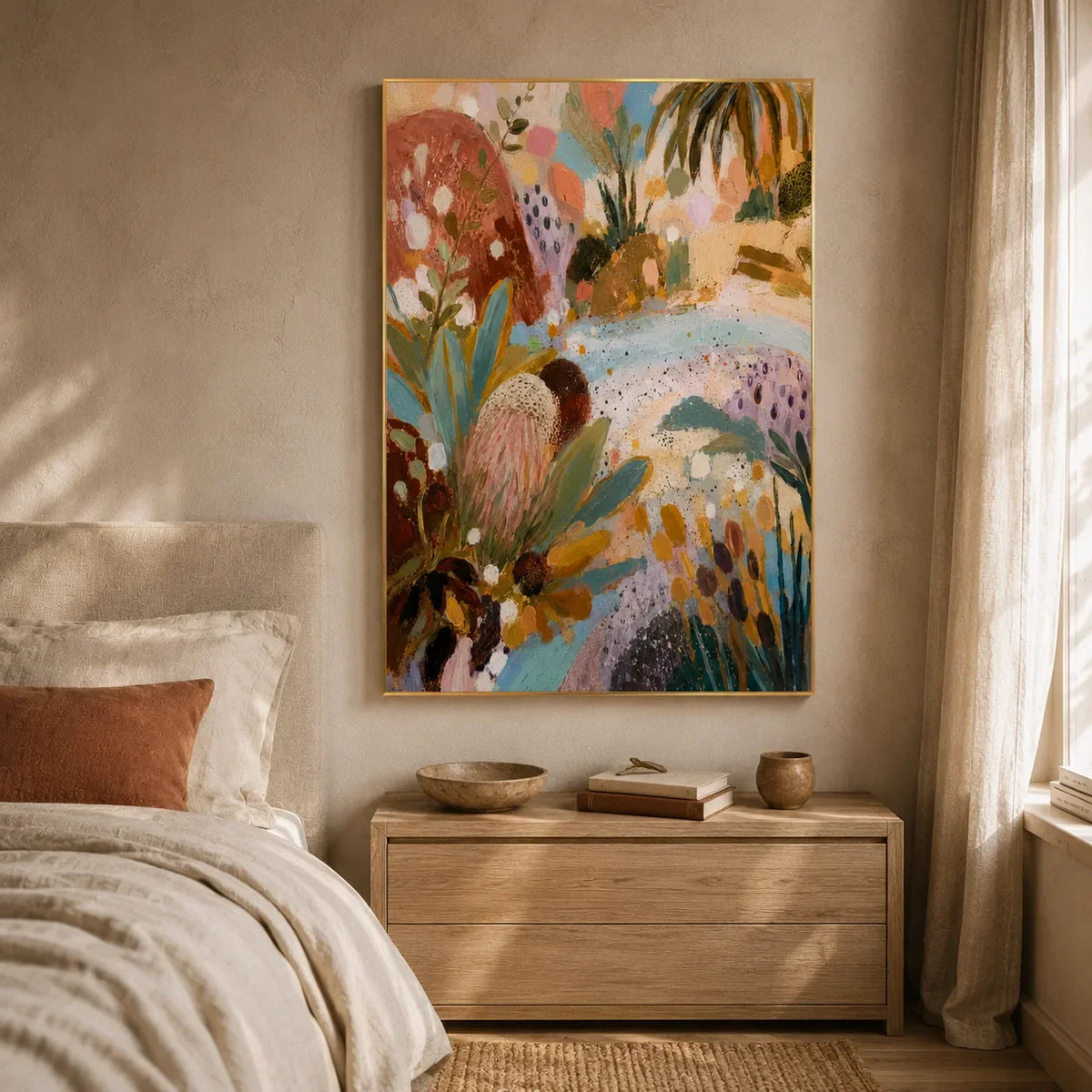 Desert Bloom Abstract Wall Art styled interior scene 4 | Olyrel