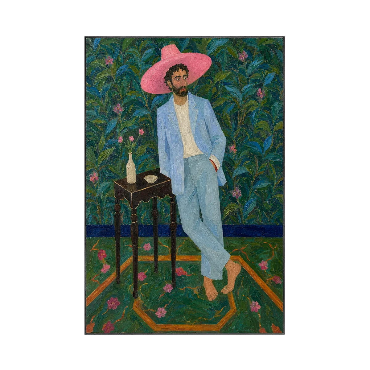 Pink Hat Gentleman Wall Art | Olyrel