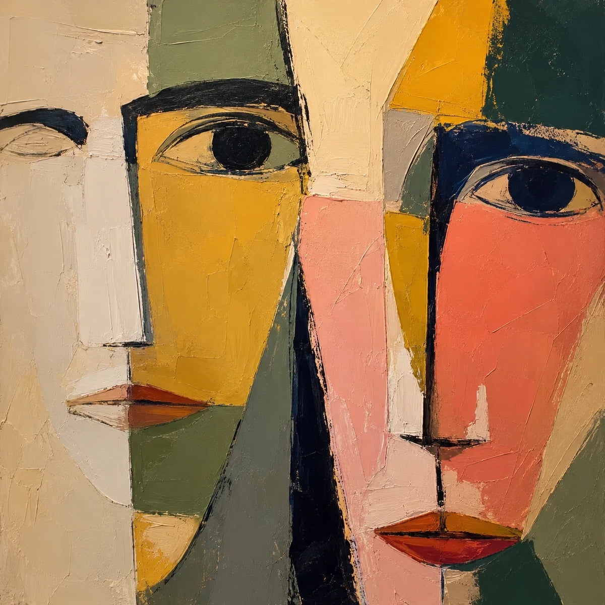 Colorblock Faces Abstract Wall Art artwork view | Olyrel