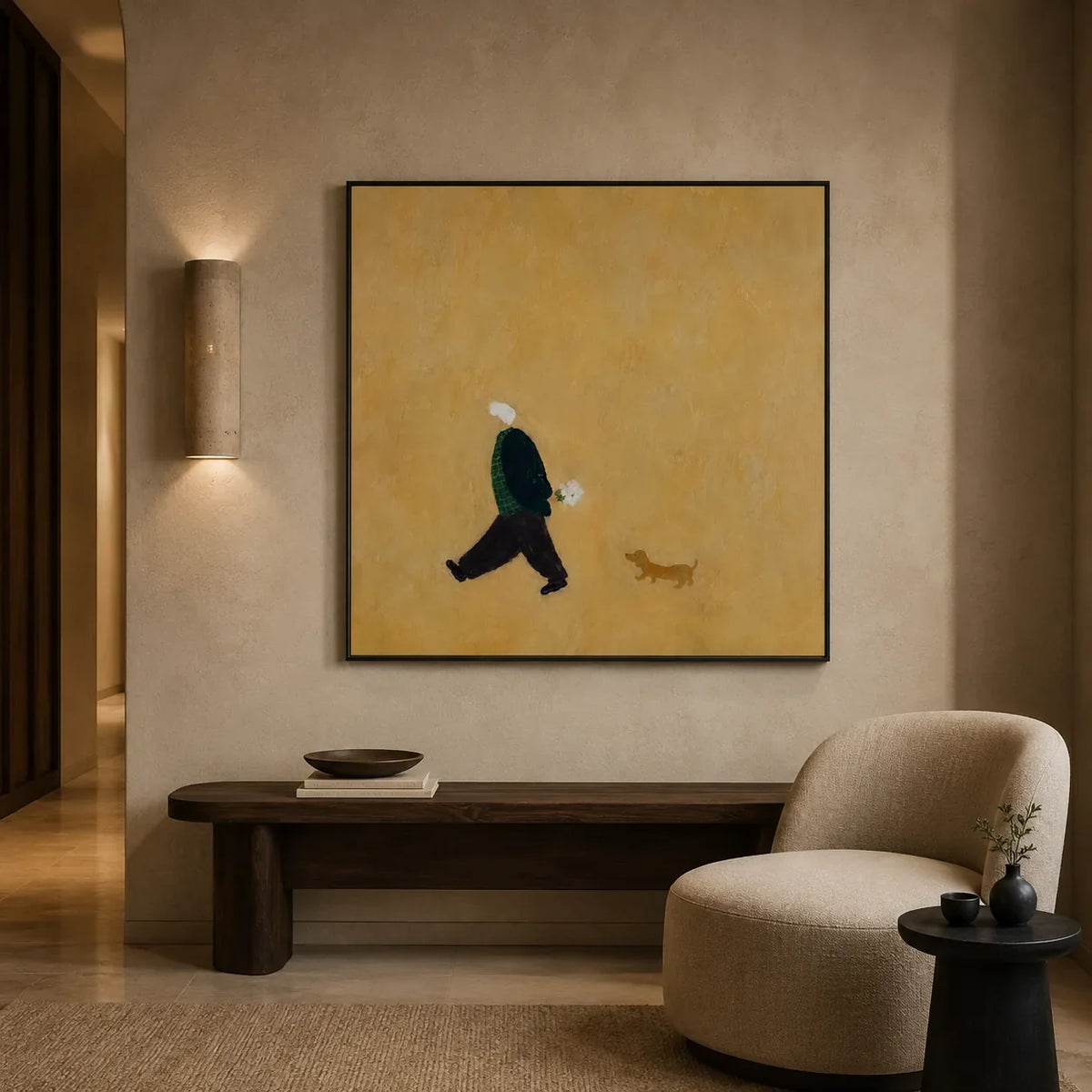 Golden Stroll Figure Wall Art styled interior scene 5 | Olyrel