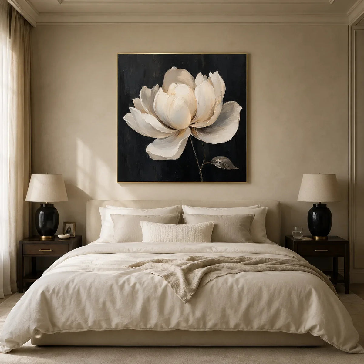 Midnight Magnolia Floral Wall Art styled interior scene 3 | Olyrel