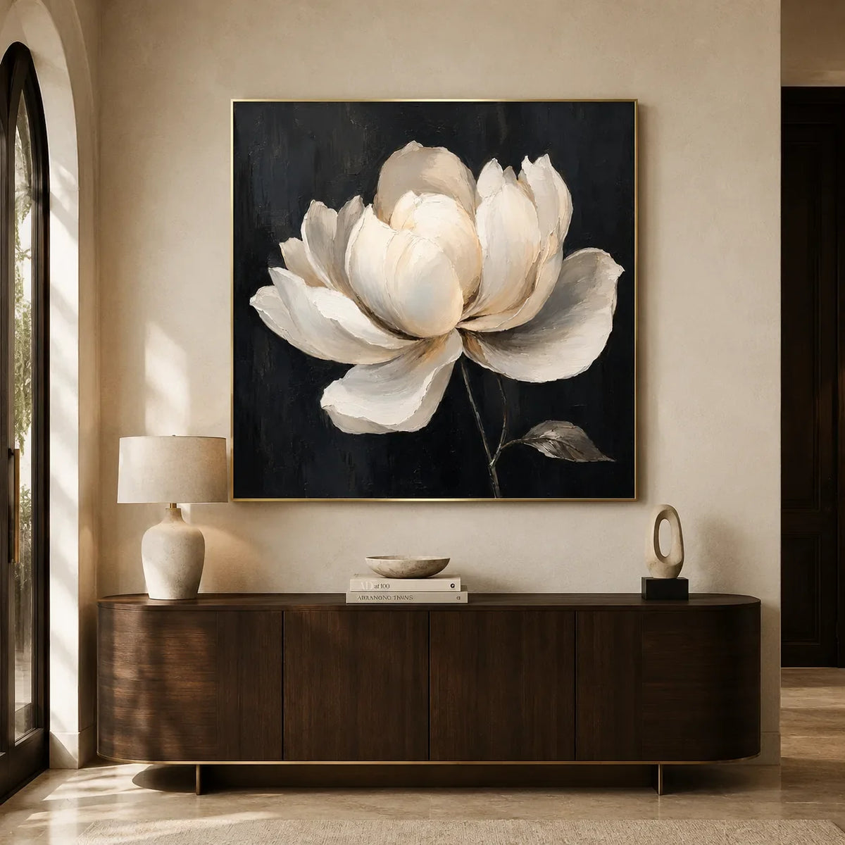 Midnight Magnolia Floral Wall Art styled interior scene 4 | Olyrel