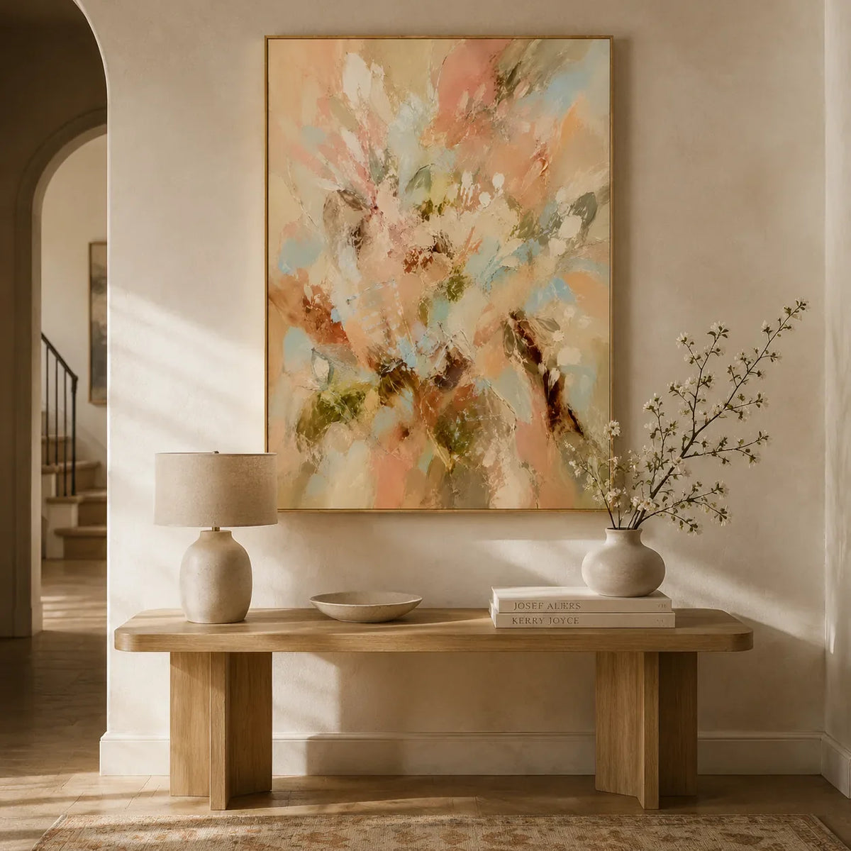 Pastel Bloom Floral Wall Art styled interior scene 3 | Olyrel
