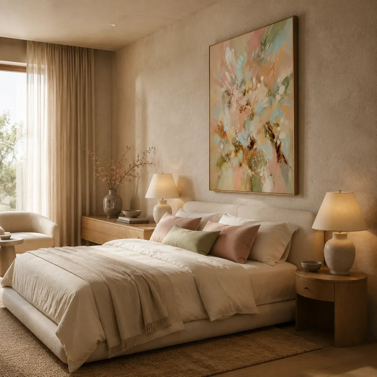 Pastel Bloom Floral Wall Art styled interior scene 5 | Olyrel