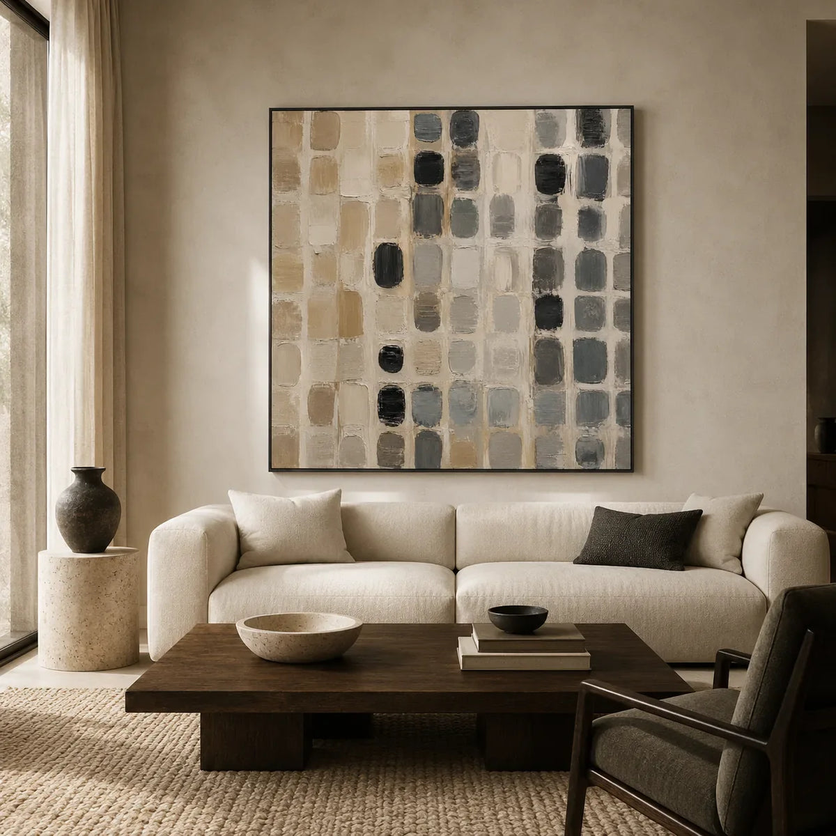 Quiet Matrix Abstract Wall Art styled interior scene 1 | Olyrel