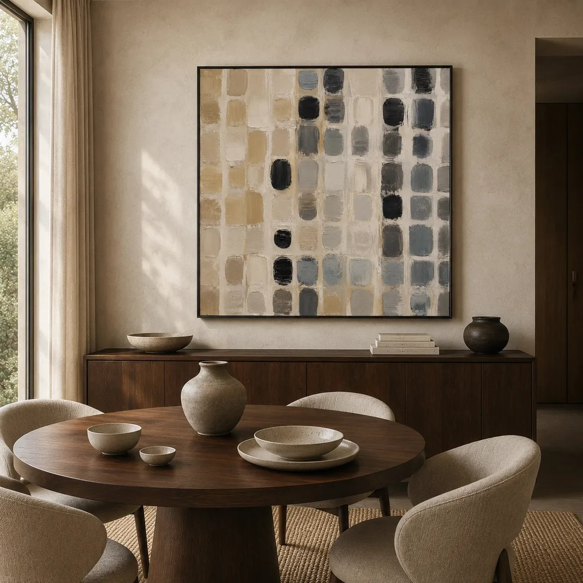 Quiet Matrix Abstract Wall Art styled interior scene 3 | Olyrel