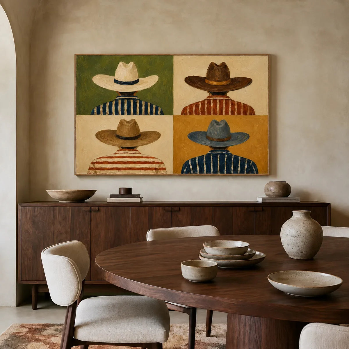 Western Quartet Figure Wall Art styled interior scene 2 | Olyrel