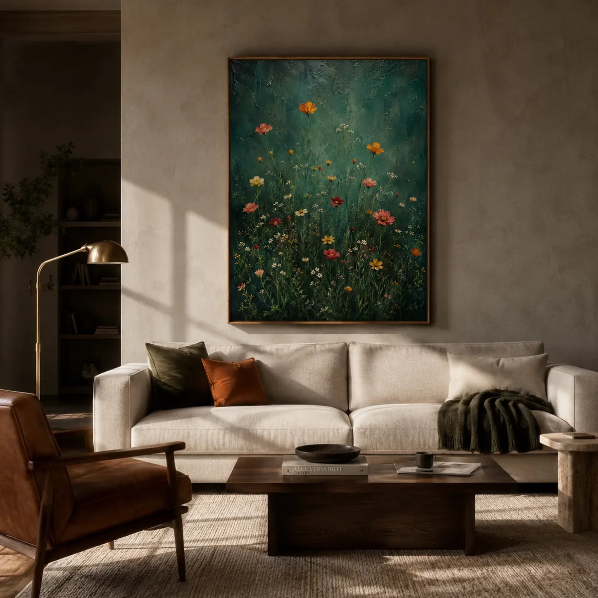 Forest Wildflower Floral Wall Art styled interior scene 1 | Olyrel
