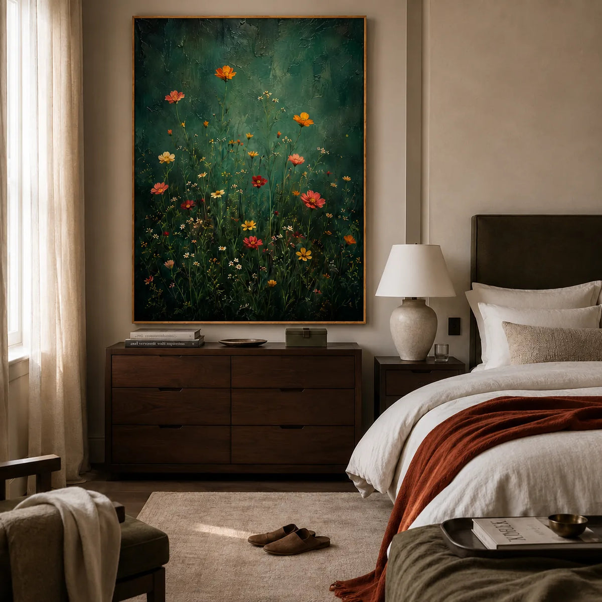 Forest Wildflower Floral Wall Art styled interior scene 4 | Olyrel