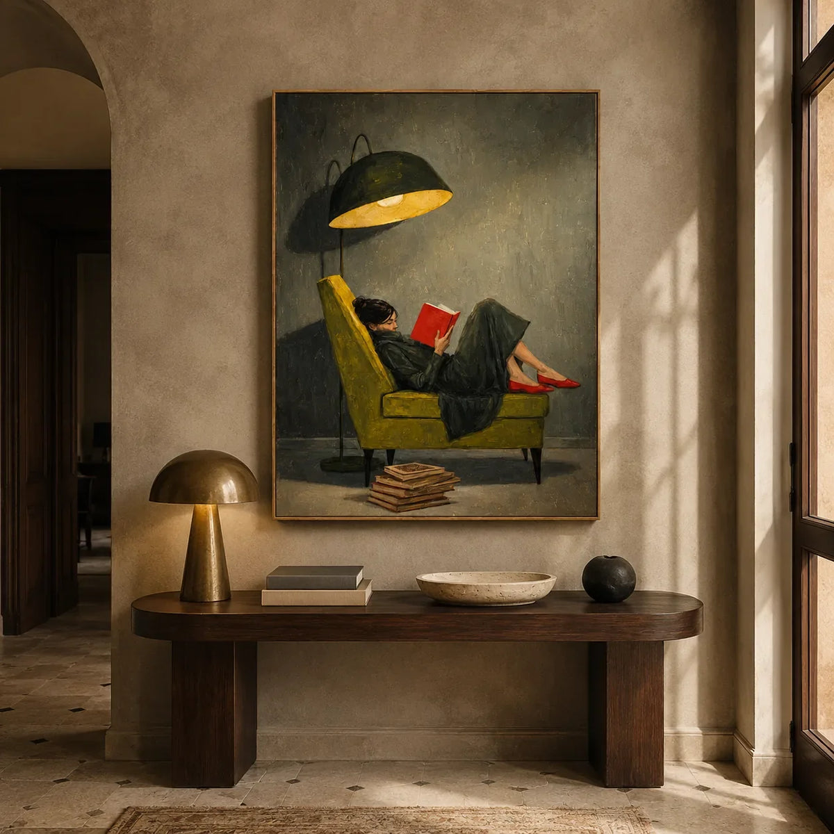 Quiet Reader Figure Wall Art styled interior scene 5 | Olyrel