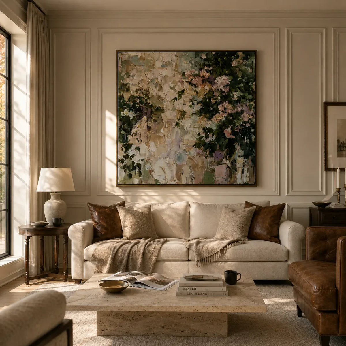 Garden Bloom Floral Wall Art styled in a contemporary entryway | Olyrel